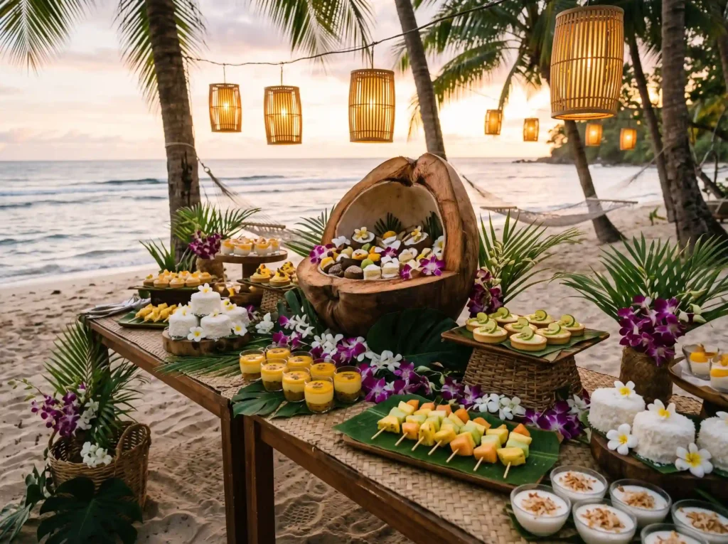 Coconut Dessert Paradise Inspiration Tropical is Tropical dessert buffet display K