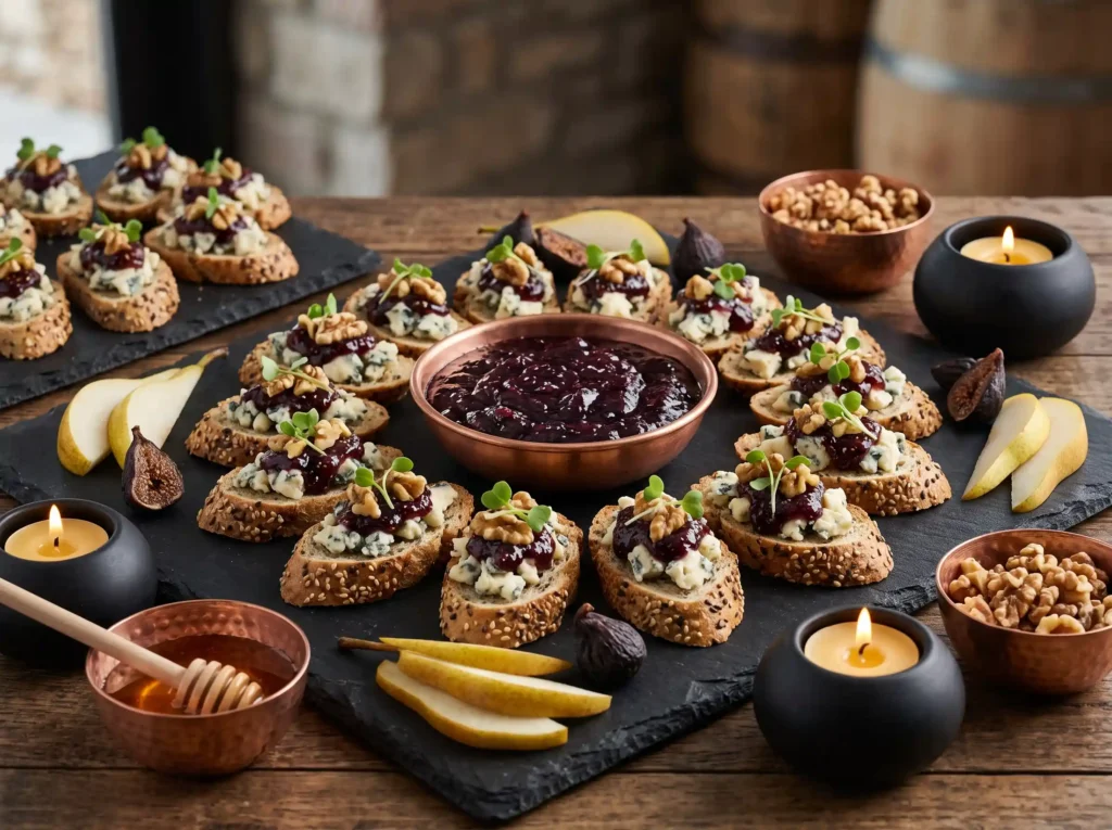 Fig Jam Blue Cheese Toasts Inspiration A dramati Fig jam and blue cheese