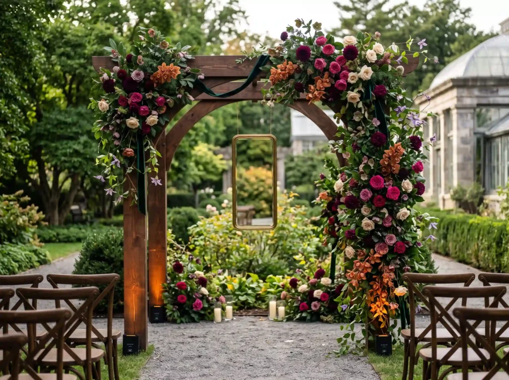 Jewel Tone Botanical Arbor Inspiration A richly Jewel tone botanical wedding arbor K