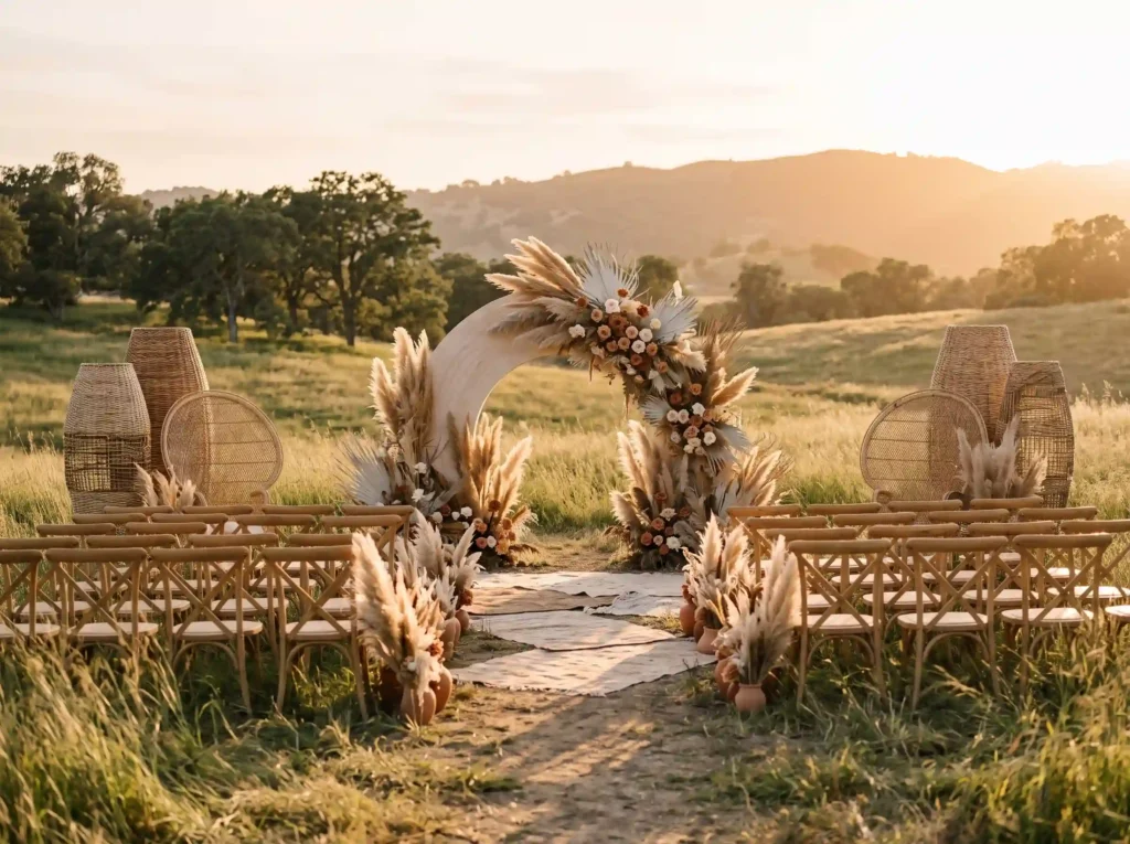 Sunset Pampas Meadow Inspiration Warm June eveni Sunset pampas meadow ceremony K