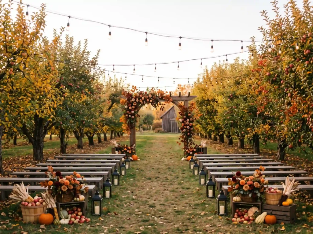Autumn Orchard Celebration Inspiration Orchard Autumn orchard wedding ceremony …
