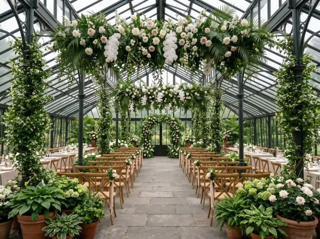 Greenhouse Garden Escape Inspiration A botanica Greenhouse wedding venue with fl…
