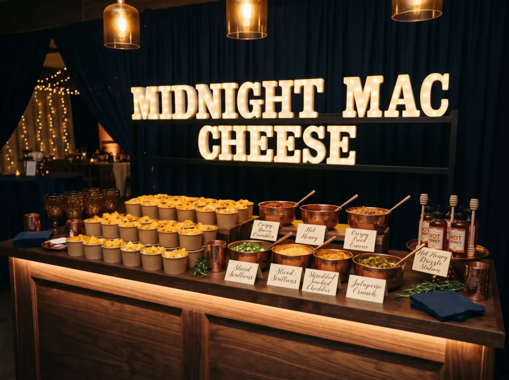 Midnight Mac Cheese Snack Bar Inspiration Desig Midnight mac and cheese bar