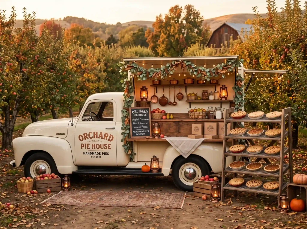 Orchard Pie House Inspiration Cozy harvest cele Vintage pie truck in orchard