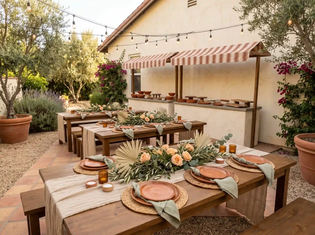 Terracotta Tapas Garden Inspiration A warm Medi Mediterranean backyard reception… K