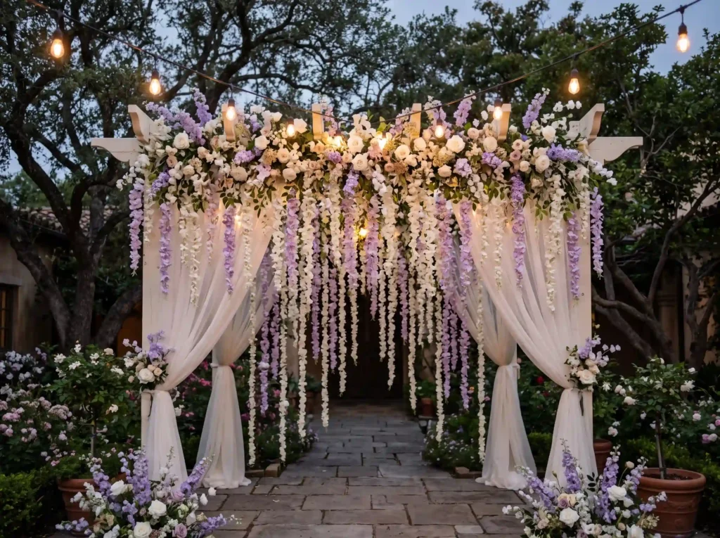 Wisteria Curtain Arbor Inspiration A romantic b Arbor decorated with floral inst…