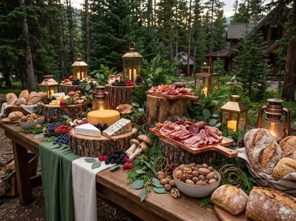 Woodland Hearth Graze Inspiration Cozy woodland Woodland wedding grazing table d…