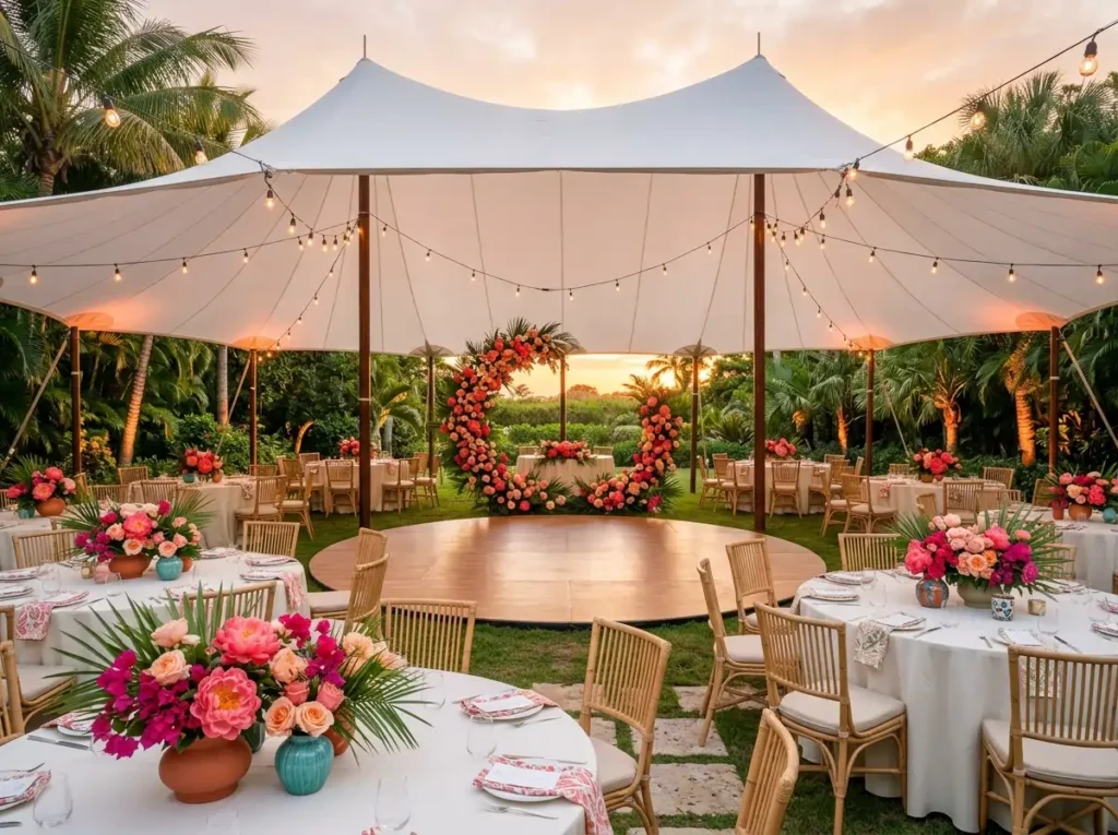 Backyard wedding floral receptio…