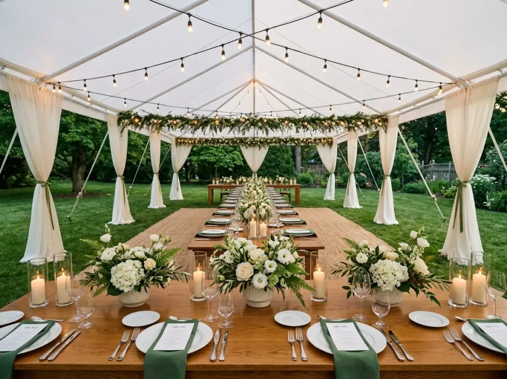 Green and white farm dinner