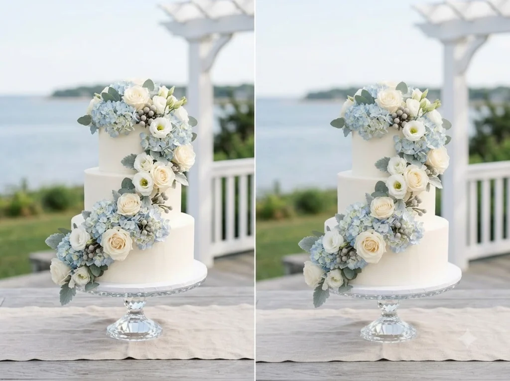 Blue Hydrangea Serenity Inspiration Cool blue f Blue hydrangea wedding cake