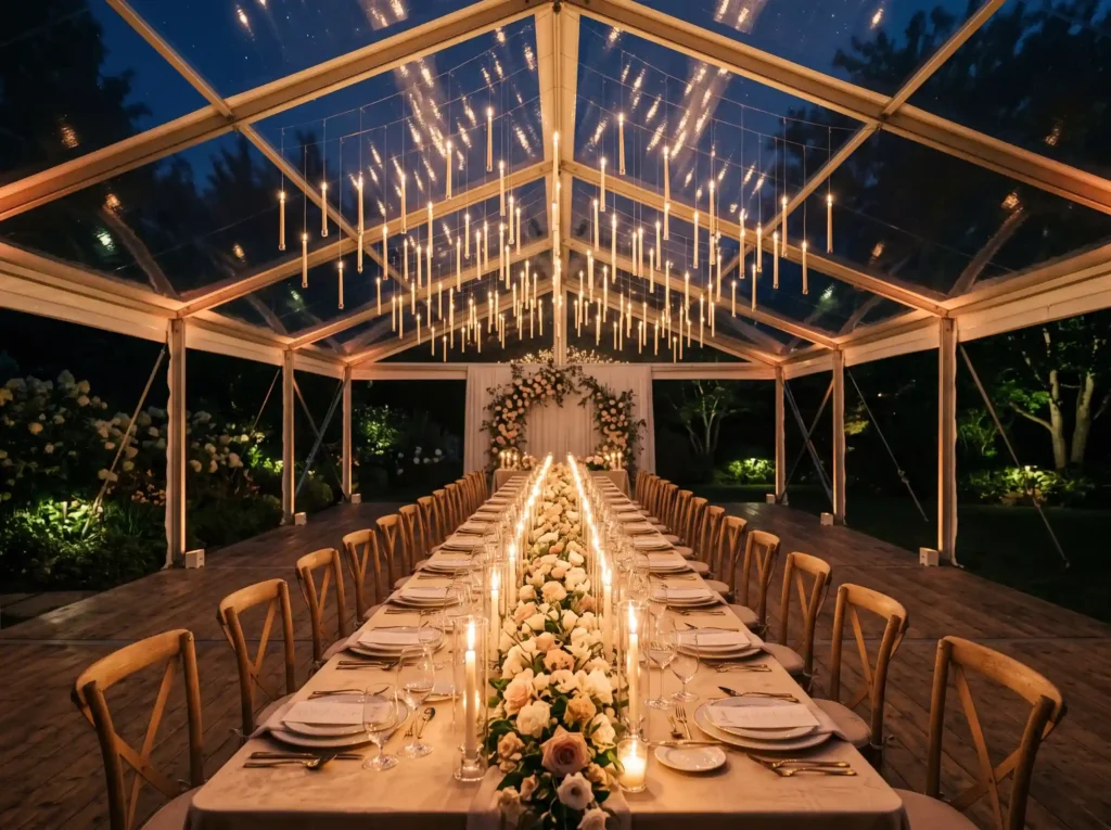 Candlelit Clear Tent Romance Inspiration A tran Candlelit clear tent romance K