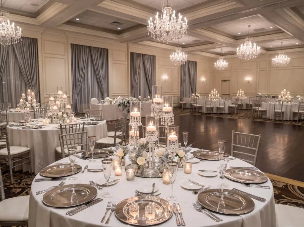 Crystal Candlelight Ballroom Inspiration Strate Winter wedding ballroom with can…
