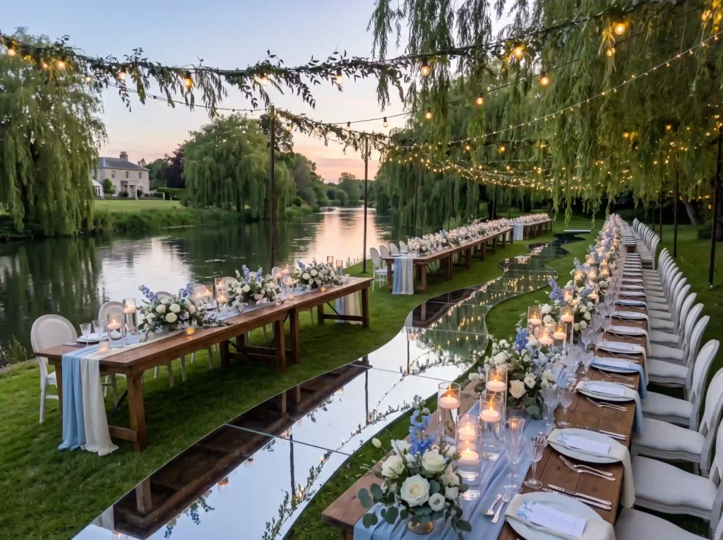 Riverbank Garden Dinner Inspiration Gentle flow Riverbank garden dinner reception K