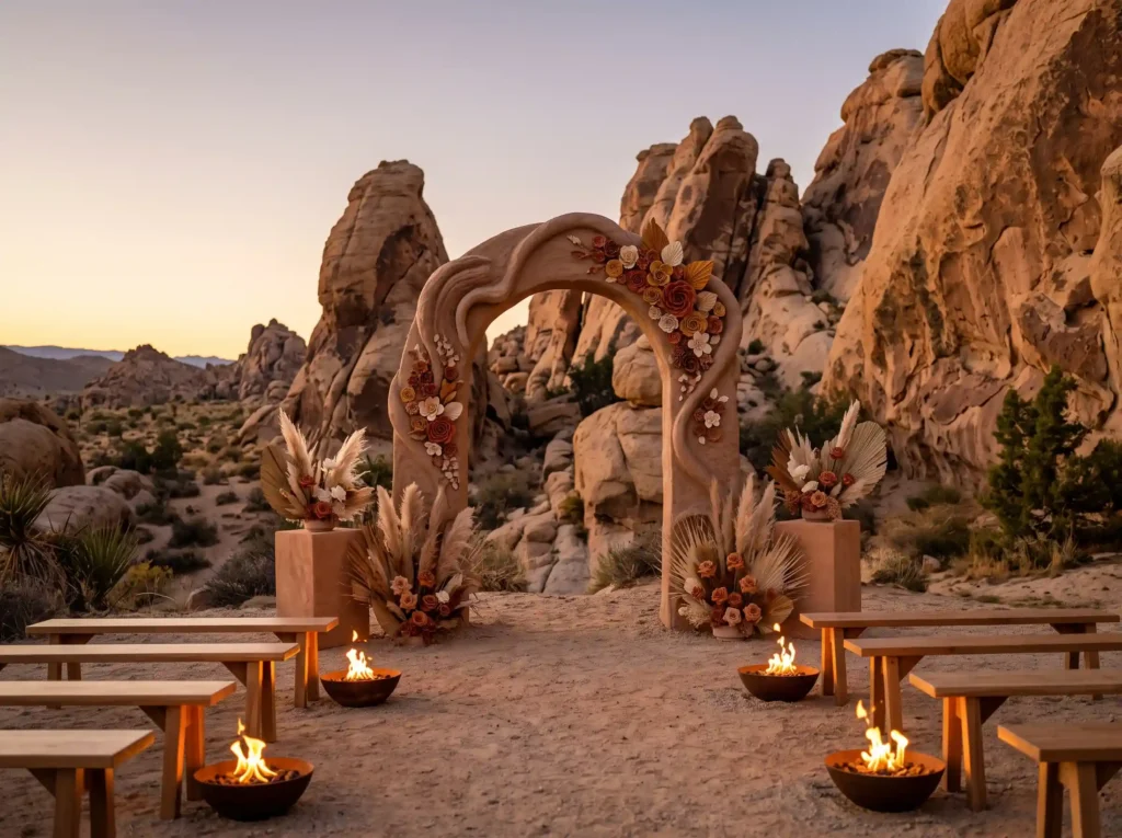 Terracotta Desert Autumn Inspiration Southweste Desert wedding ceremony arch K