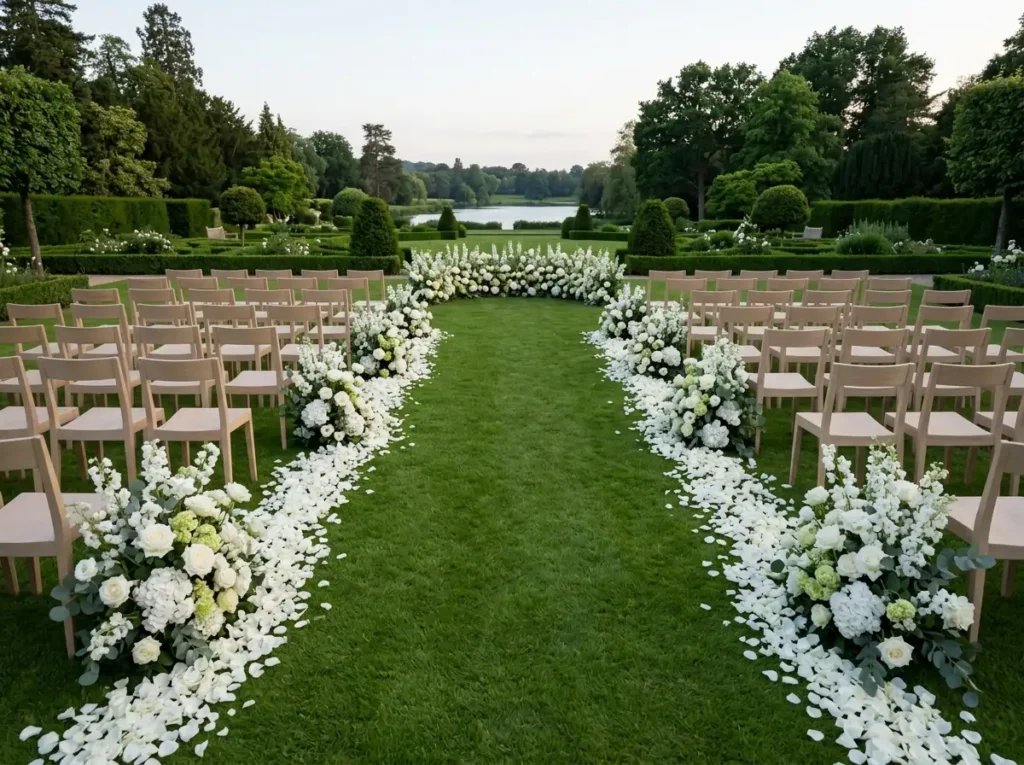 White Petal River Inspiration Taking the petal Floral river wedding ceremony de…