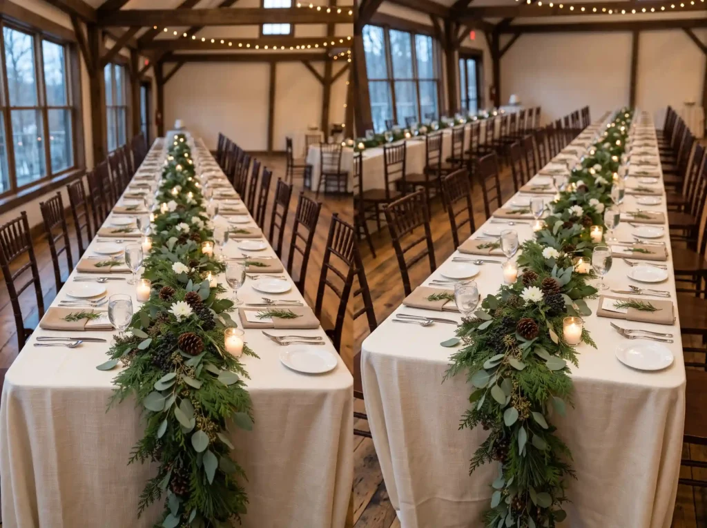 Evergreen Garland Runner Inspiration One genero Evergreen garland on winter table