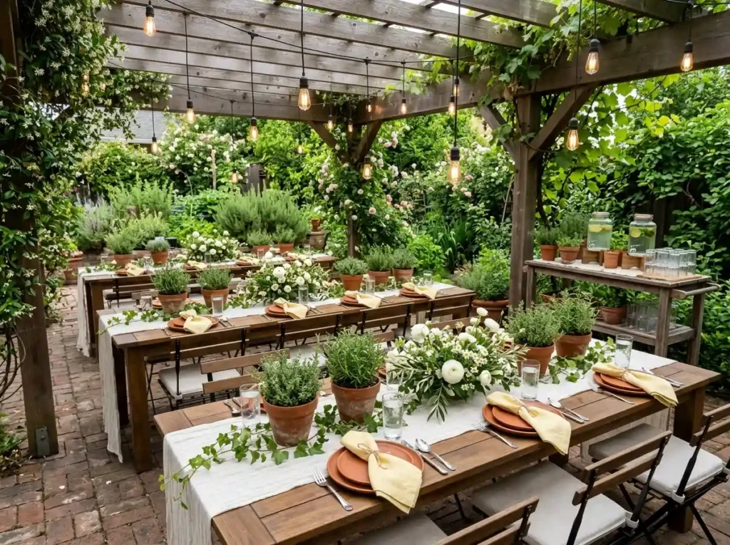 Herb Garden Dinner Party Inspiration A relaxed Backyard herb garden dinner party
