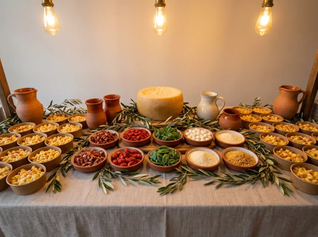 Italian Wedding Supper Bar Inspiration Inspired Italian wedding mac and cheese