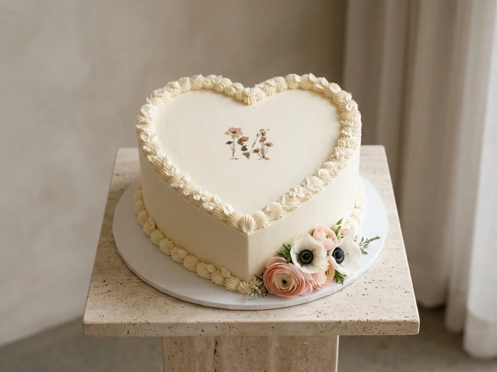 Modern Floral Outline Heart Inspiration This de Floral outline heart cake design
