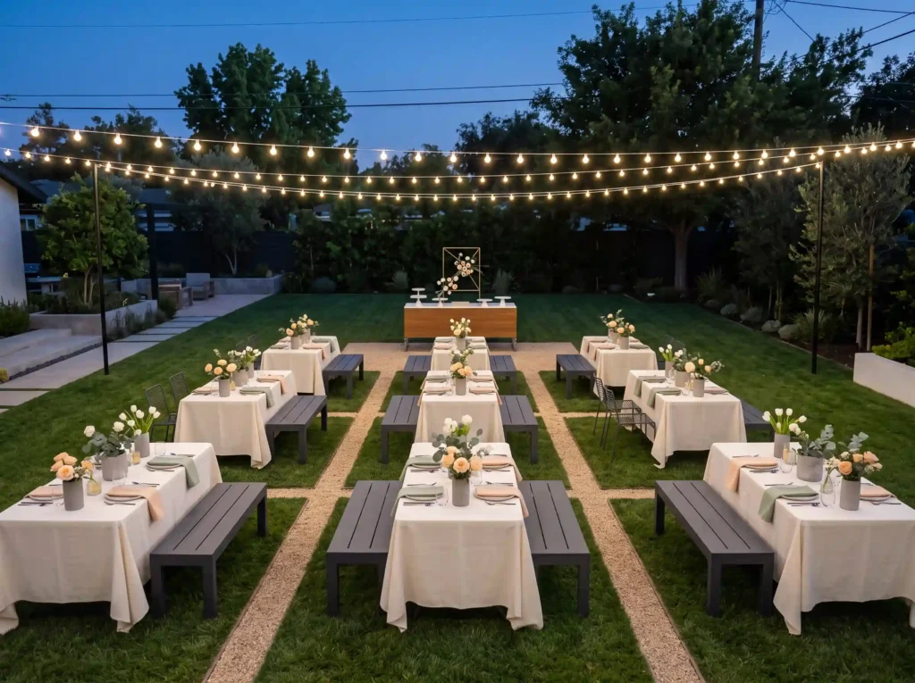 Modern Picnic Grid Inspiration A fresh interpre Modern backyard picnic reception K