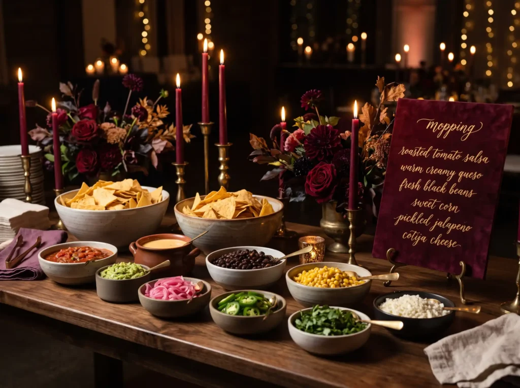 Moody Burgundy Nacho Station Inspiration Rich a Burgundy nacho station setup K