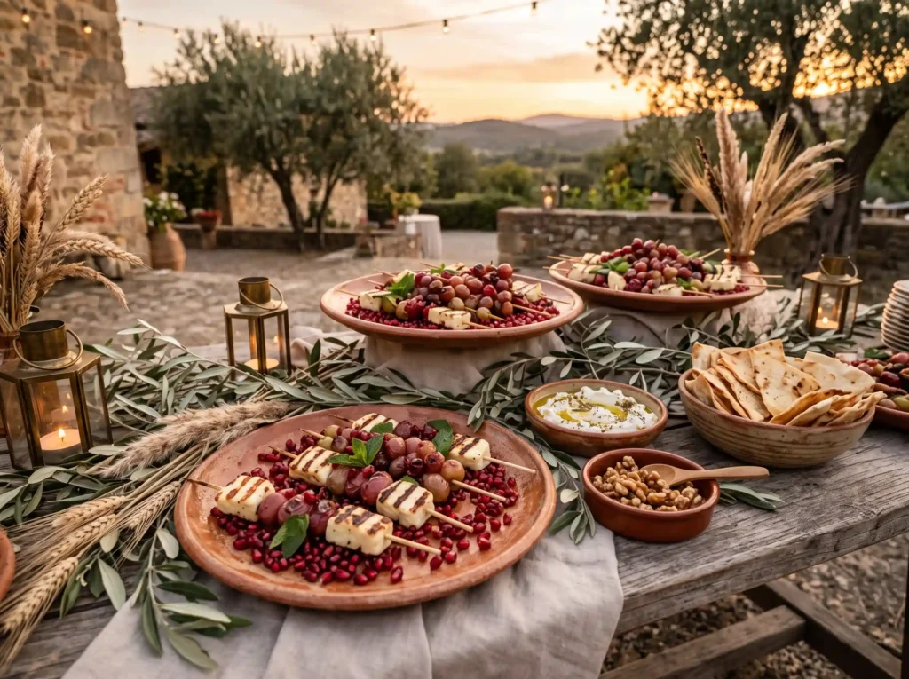 Pomegranate Halloumi Skewers Inspiration Salty Pomegranate halloumi skewers on …