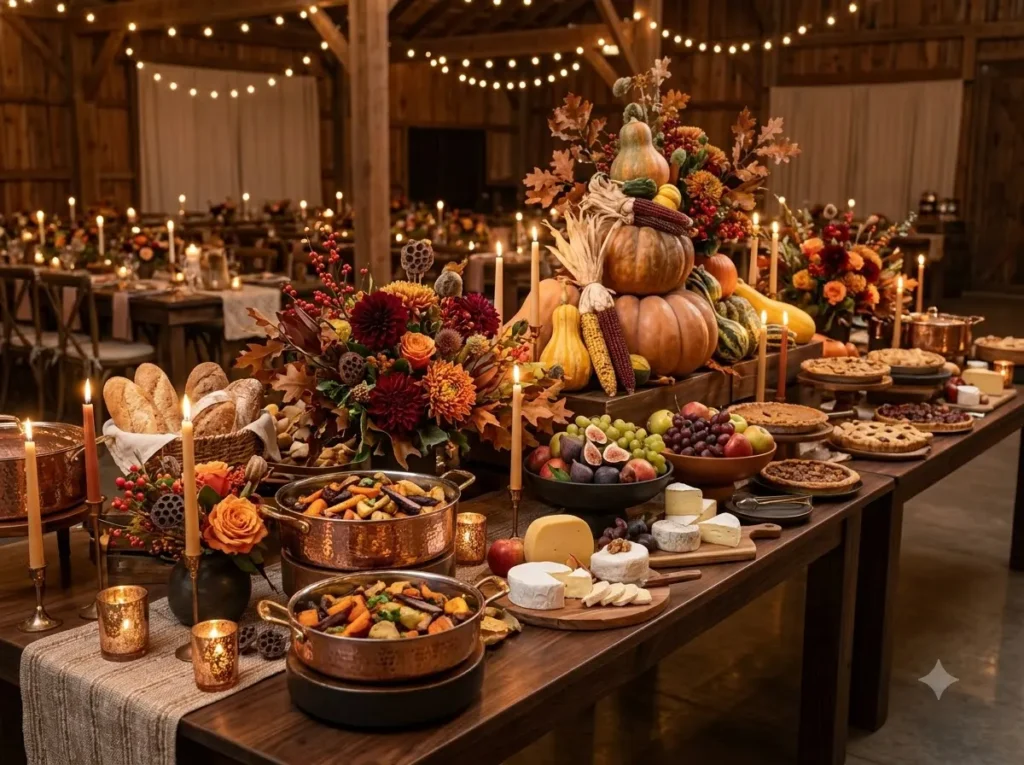 Velvet Autumn Harvest Table Inspiration Inspire Autumn harvest buffet table setup