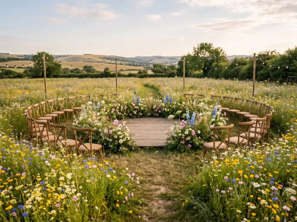Wildflower Meadow Escape Inspiration Naturally Wildflower meadow wedding ceremo… K