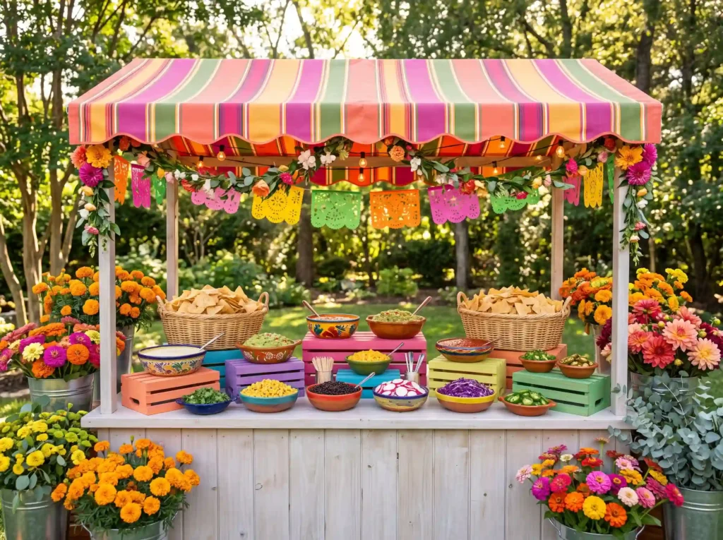 Fiesta Flower Market Nacho Bar Inspiration A vi Flower market nacho bar display