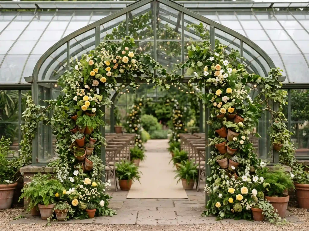 Greenhouse Glasshouse Arch Inspiration A botani Botanical greenhouse wedding arch K