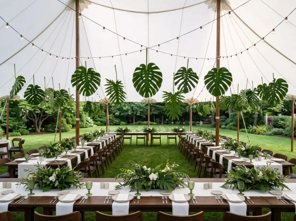 Modern Monochrome Green Tent Inspiration A cont Modern green tent wedding reception