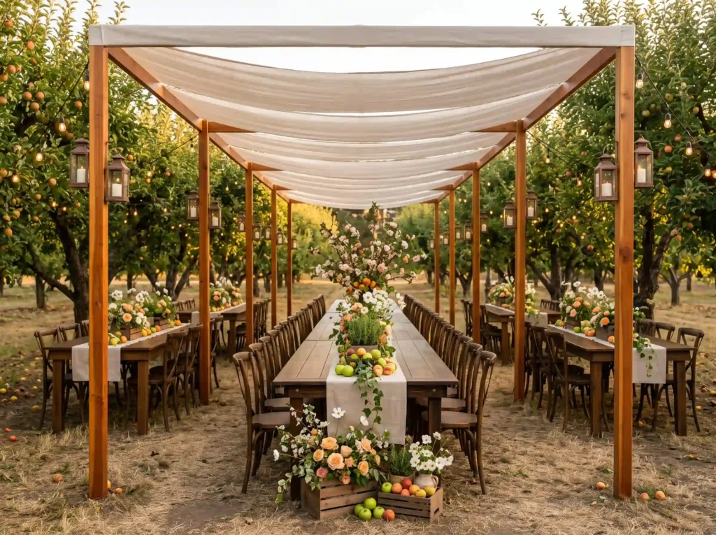 Orchard Harvest Pavilion Inspiration A countrys Orchard harvest pavilion wedding… K