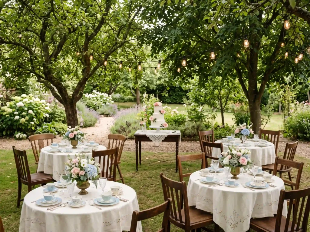 Vintage Tea Garden Reception Inspiration A nost Vintage tea garden wedding recep…