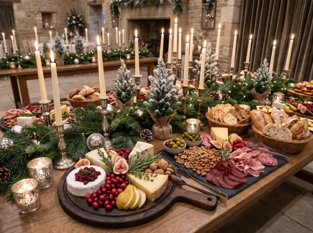 Winter Evergreen Gathering Inspiration Cozy win Winter evergreen grazing table d…