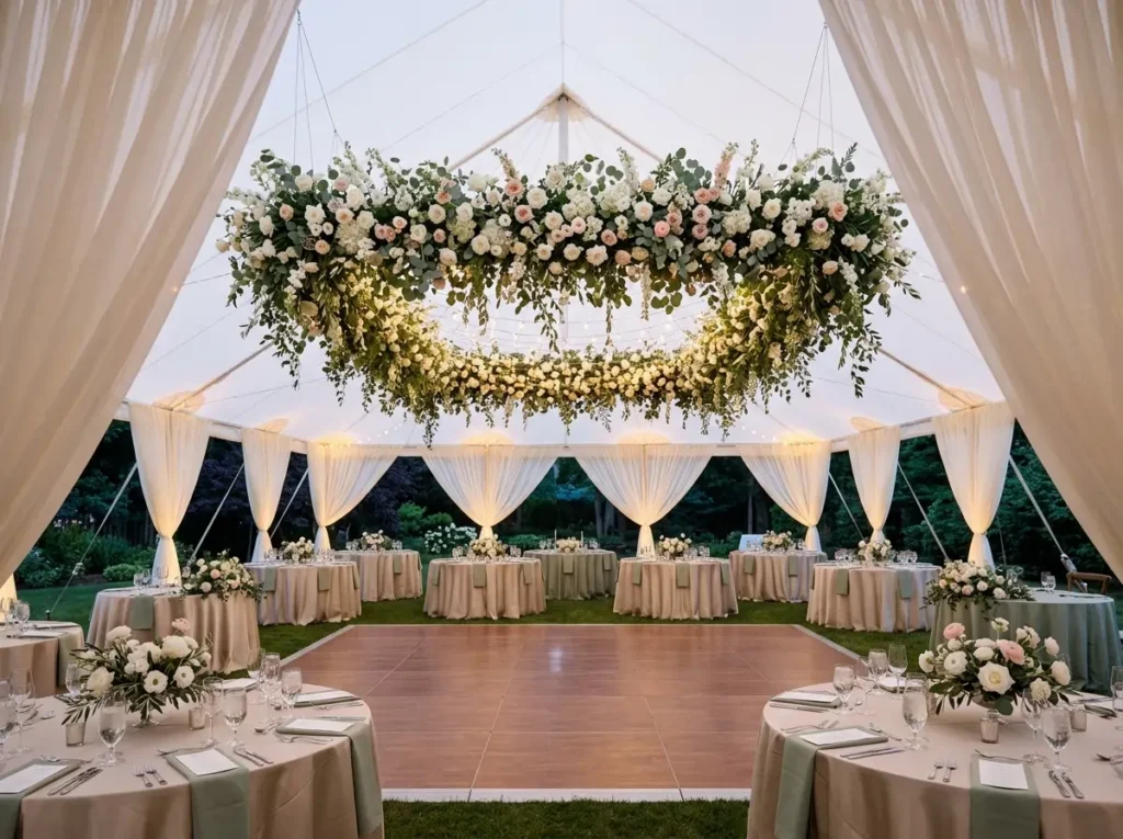 Floating Floral Canopy Reception Inspiration Bu Floral canopy wedding reception …