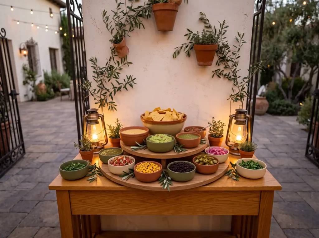Intimate Courtyard Nacho Bar Inspiration For a Courtyard wedding nacho bar K