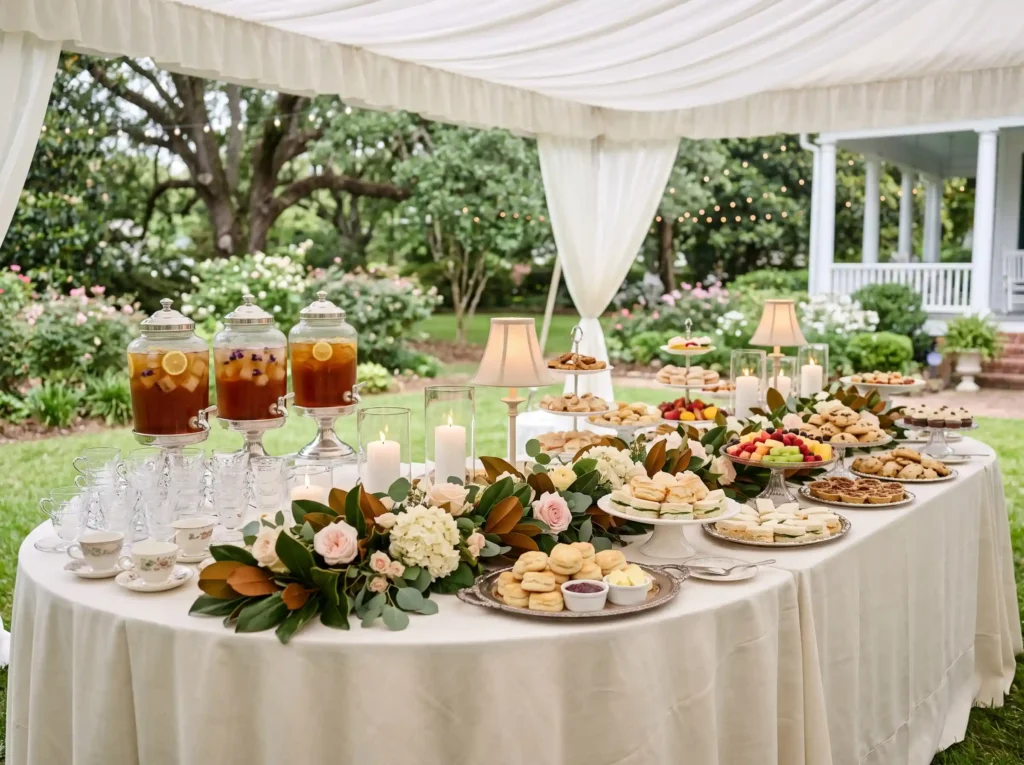 Magnolia Tea Party Buffet Inspiration This femi Southern wedding tea party buffet