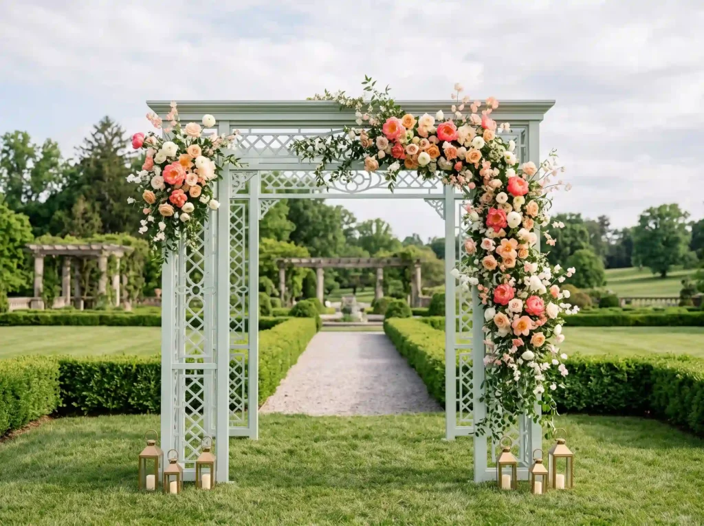 Romantic Peach Chinoiserie Arbor Inspiration A Peach chinoiserie arbor floral d…