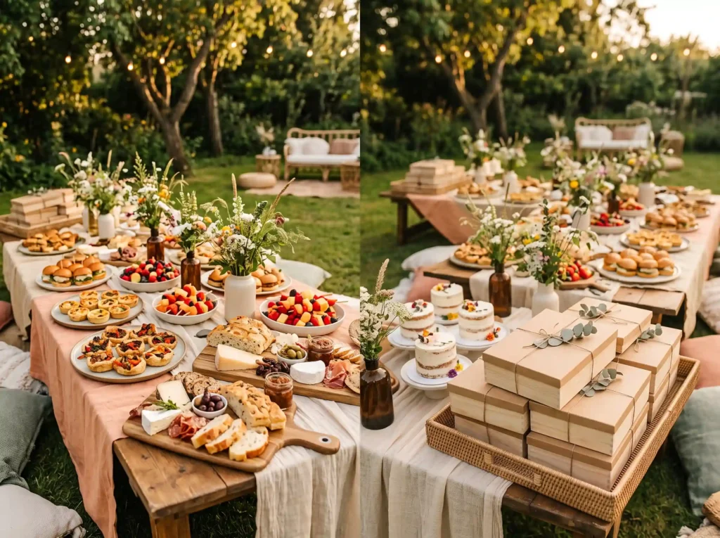 Sunset Picnic Wedding Feast Inspiration The rel Picnic wedding food display K