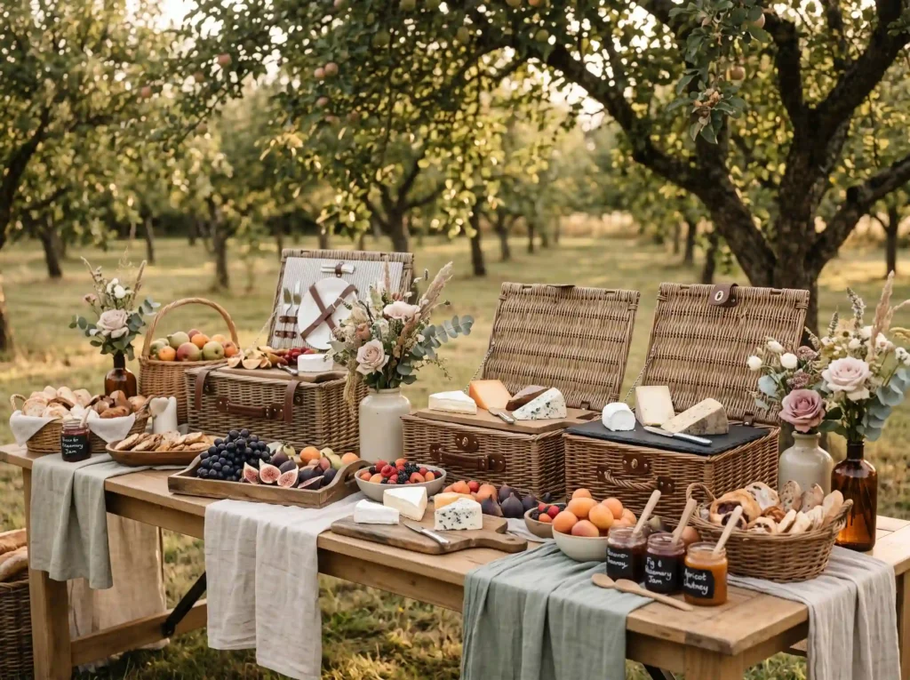 Vintage Orchard Picnic Inspiration Nostalgic co Vintage orchard picnic table setup