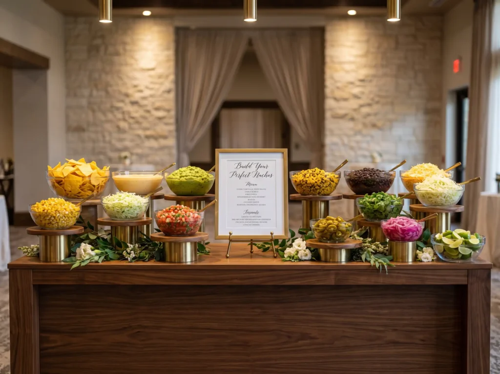 Luxe Signature Nacho Bar Inspiration This versa Wedding nacho bar display K