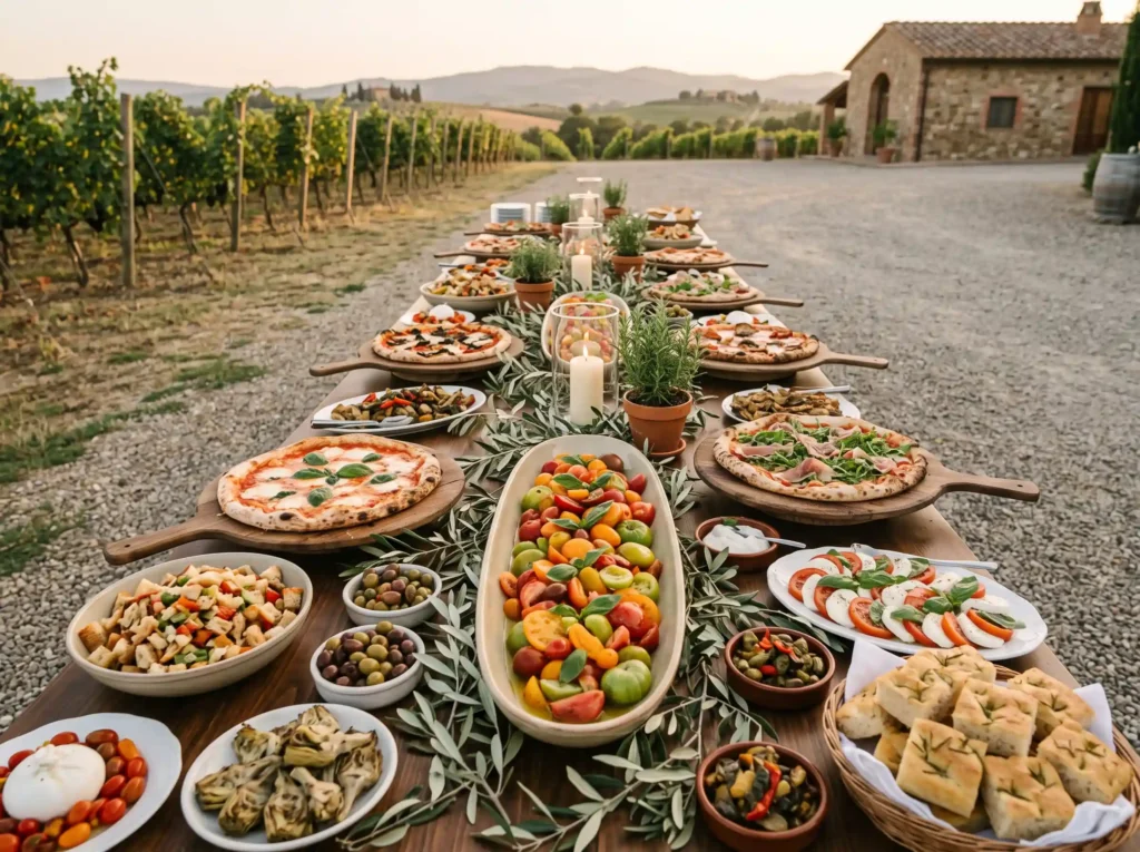 Tuscan Pizza Salad Feast Inspiration The pizza Tuscan pizza and salad buffet