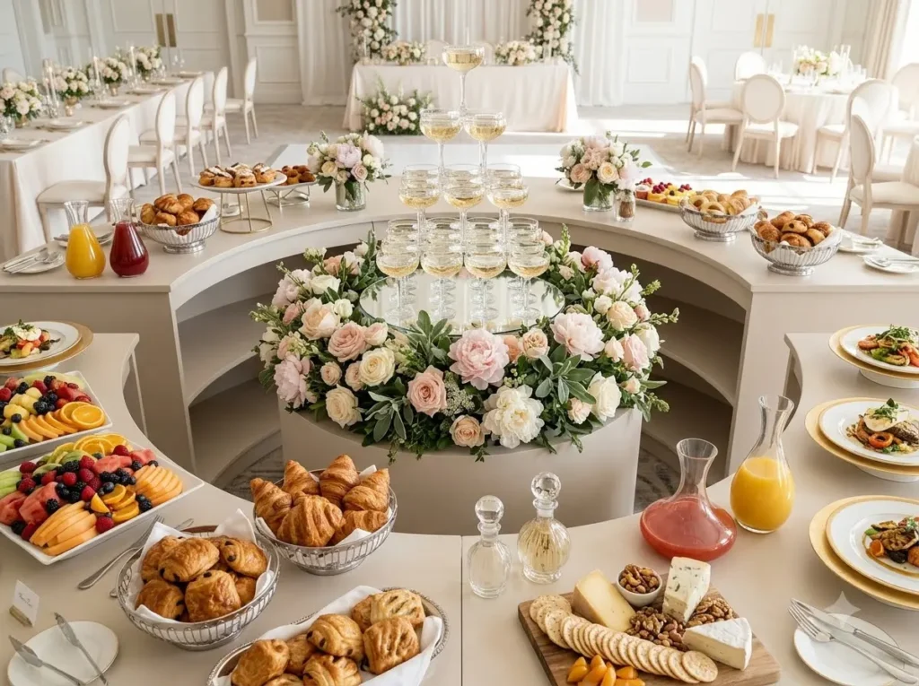 Champagne tower brunch buffet
