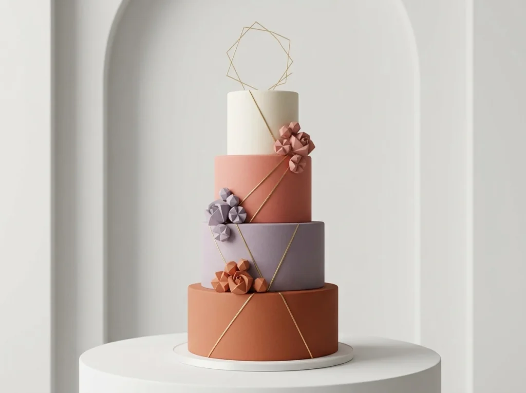 Color blocked wedding cake design