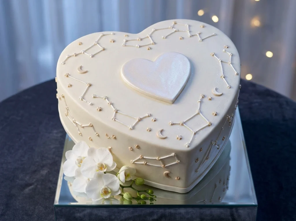 Celestial Pearl Heart Inspiration This final de Ivory heart cake with pearls