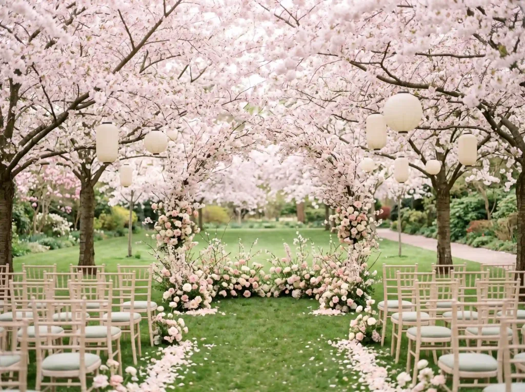 Cherry Blossom Garden Affair Inspiration Delica Cherry blossom garden ceremony a…
