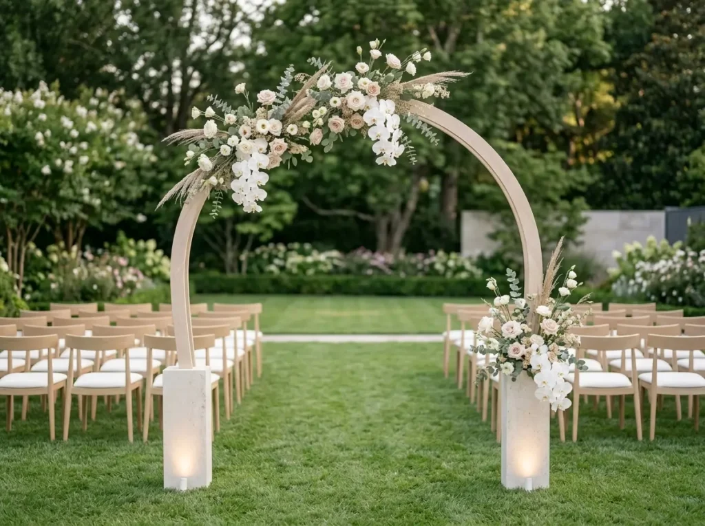 Minimalist Floating Floral Arch Inspiration A h Minimalist floral arch installation
