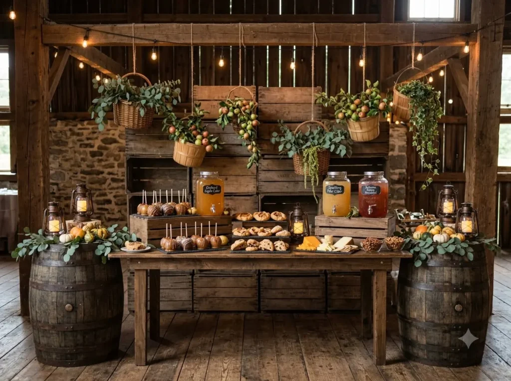 Rustic Orchard Cider Tasting Table Inspiration Rustic cider tasting table display