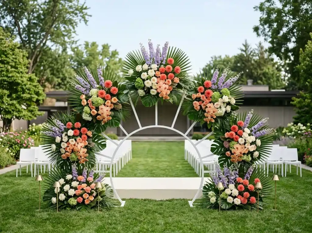 Floral Fan Backdrop Inspiration A contemporary Floral fan wedding backdrop