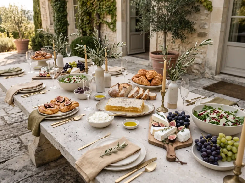 Golden Fig Brunch Table Inspiration A softly lu Brunch table spread with figs